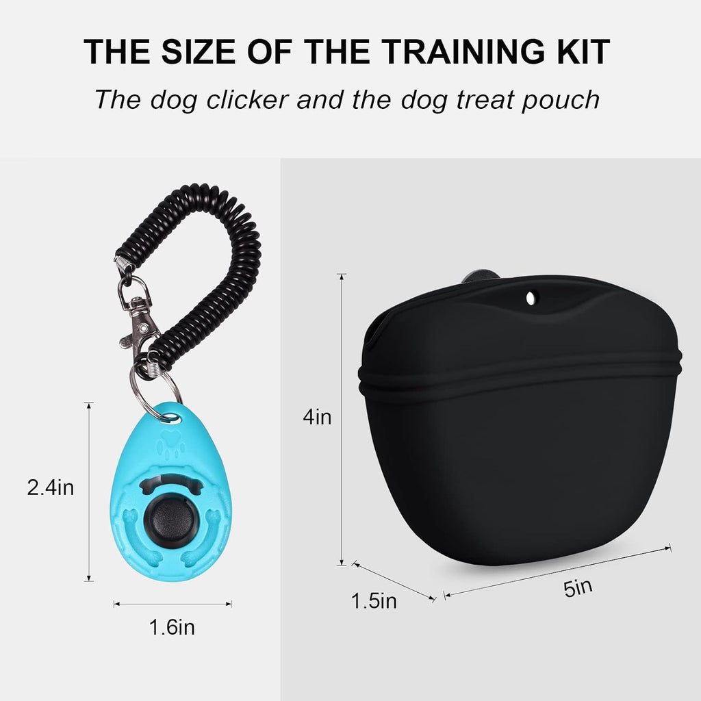 Dog Clicker Training Kit,Silicone Dog Training Treat Pouch and Dog Clickers,Dog Treat Bag with Clicker Training for