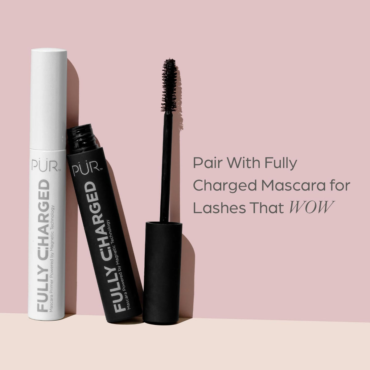 PÜR Fully Charged Thickening Mascara, Volumizing, Lengthening, Travel Size