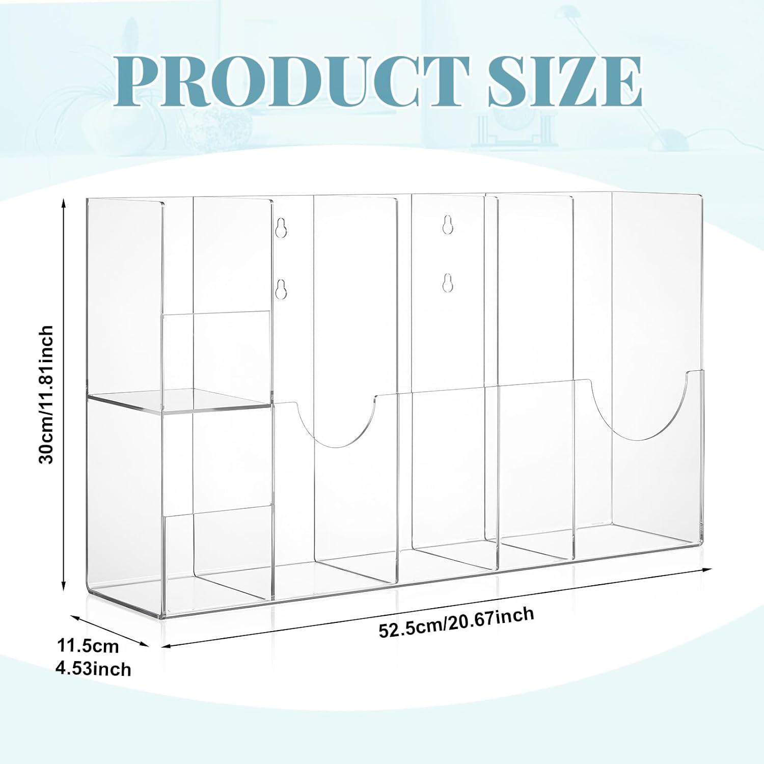 Clear Acrylic Sterilization Pouches Dispenser Rack Organizer Multi-Sized 6 Divided Stations Wall Mount Holder for All