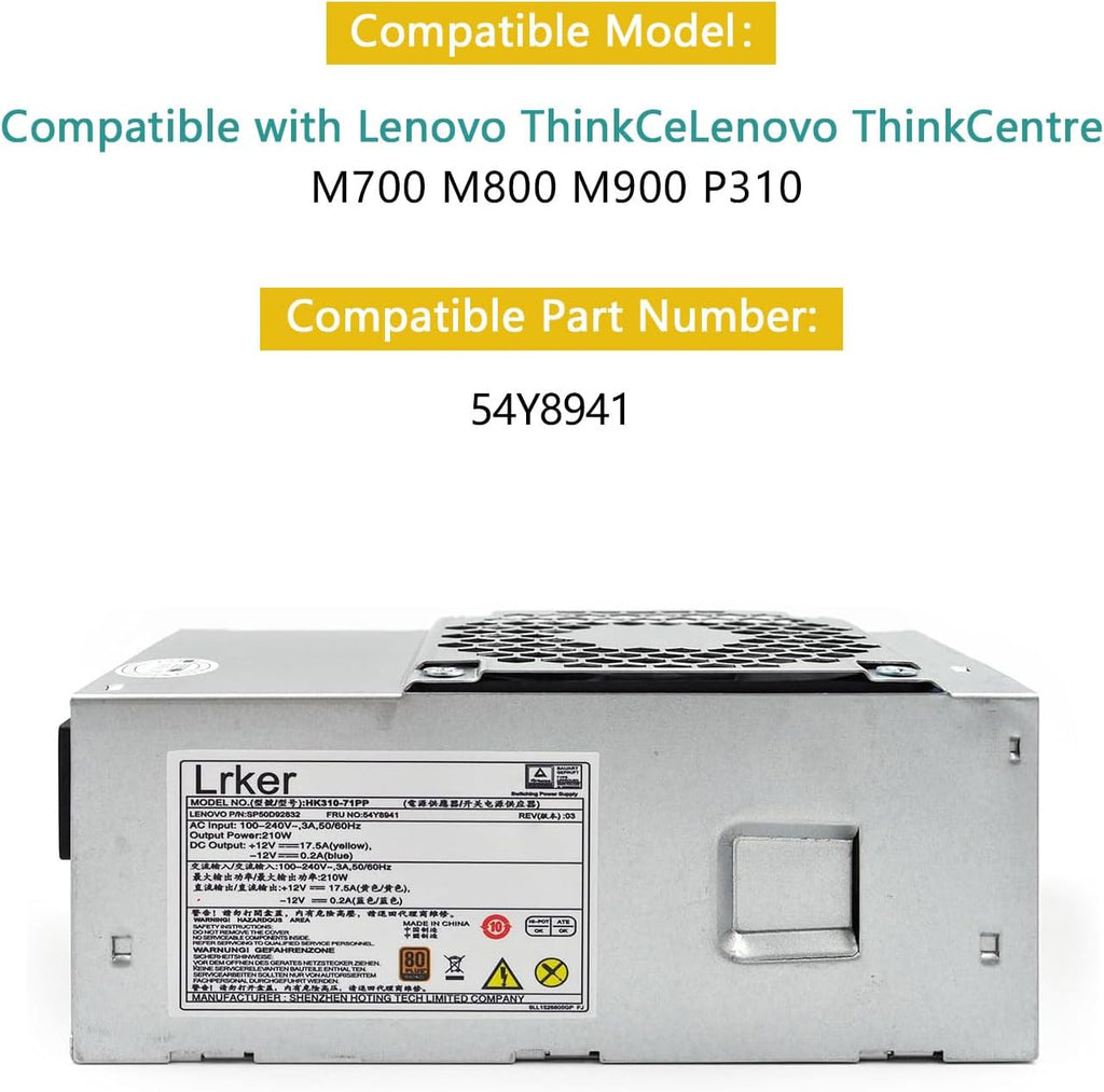 210W Power Supply 54Y8941 Compatible with Lenovo ThinkCentre M700 M800 M900