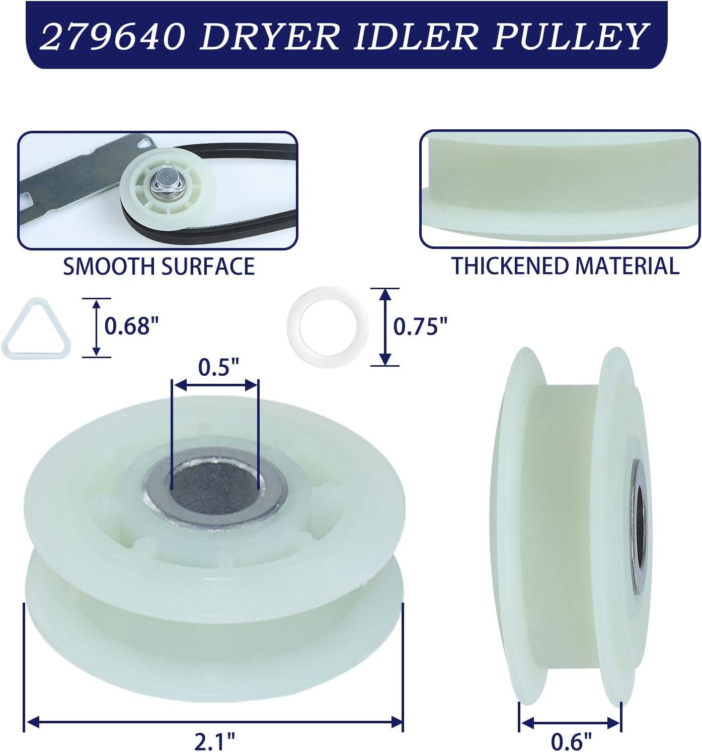 4392067 Dryer Repair Kit with WPW10314173 Dryer Drum Roller | 279640 Dryer Idler Pulley, 661570V Dryer Belt W10359271