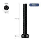 15pcs M8 x 55mm Hex Socket Head Cap Screws Bolts, 12.9 Grade Alloy Steel, Black Oxide Finish, Allen Socket Drive, Full Threads,with Hex Spanner