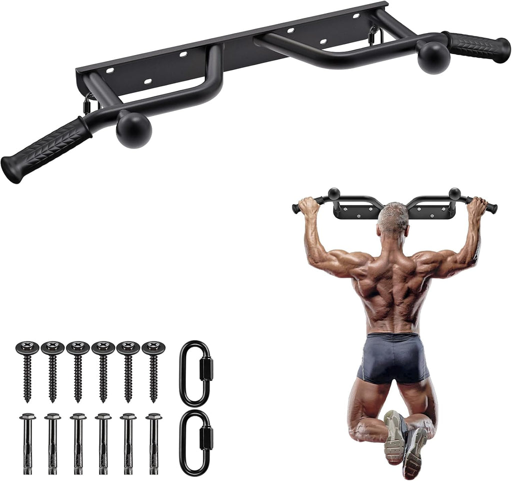 Heavy Duty Welded Pull Up Bar Wall/Joist/Ceiling Mount Chin Up Bar | Multifunctional Pull-up Bars w/Resistance Band