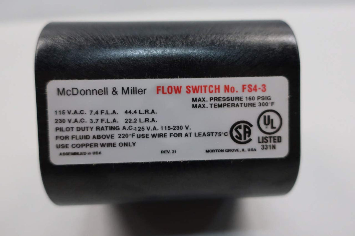 MCDONNELL & MILLER Flow Switch FS4-3 115/230V-AC