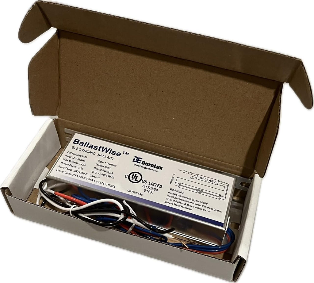 BalastWise Electronic Ballast, Type DXE2M5, Input 120V/60Hz, 0.55A, 20-115F