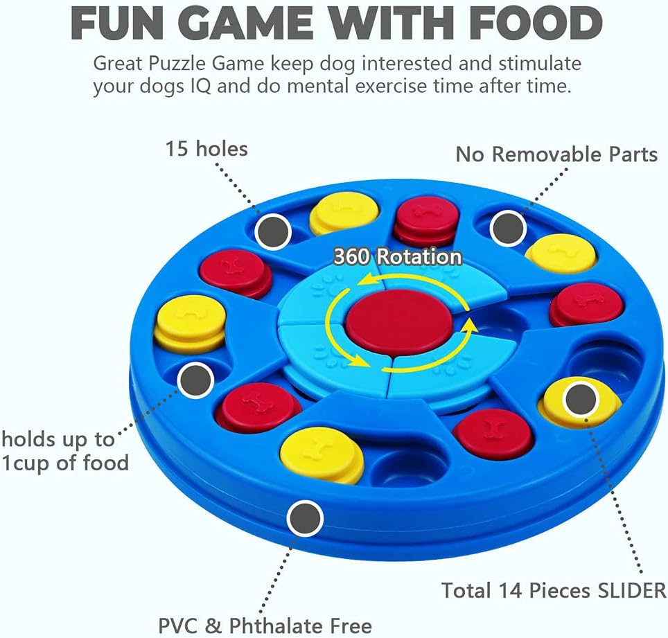 Interactive Dog Puzzle Toys for Puppy IQ Stimulation &Treat Training,Treat Dispenser Squeaky Toy for Smart Dogs