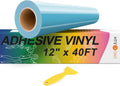 Light Blue Permanent Vinyl, 12" x 40 FT, Glossy Adhesive Vinyl Roll