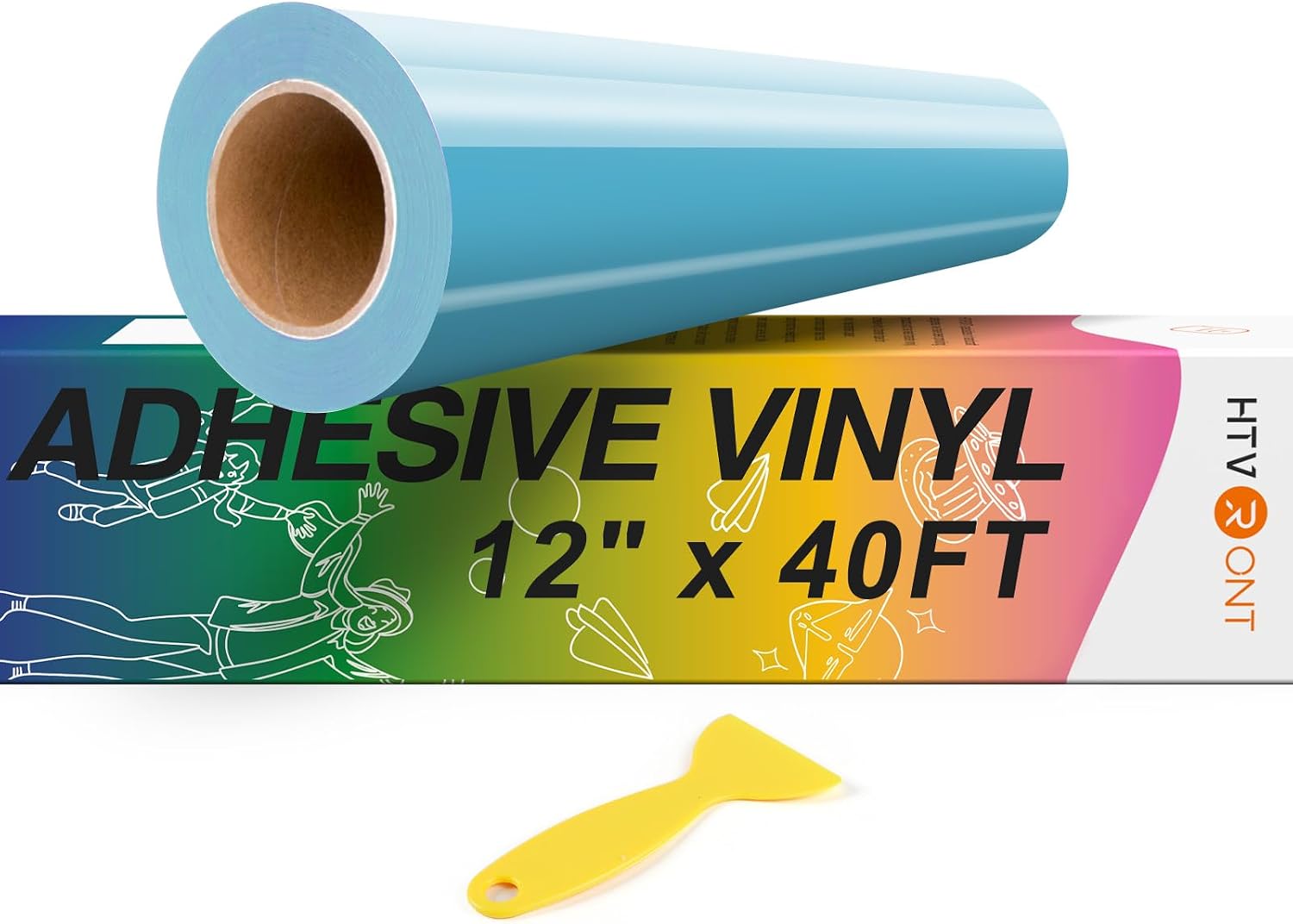 Light Blue Permanent Vinyl, 12" x 40 FT, Glossy Adhesive Vinyl Roll