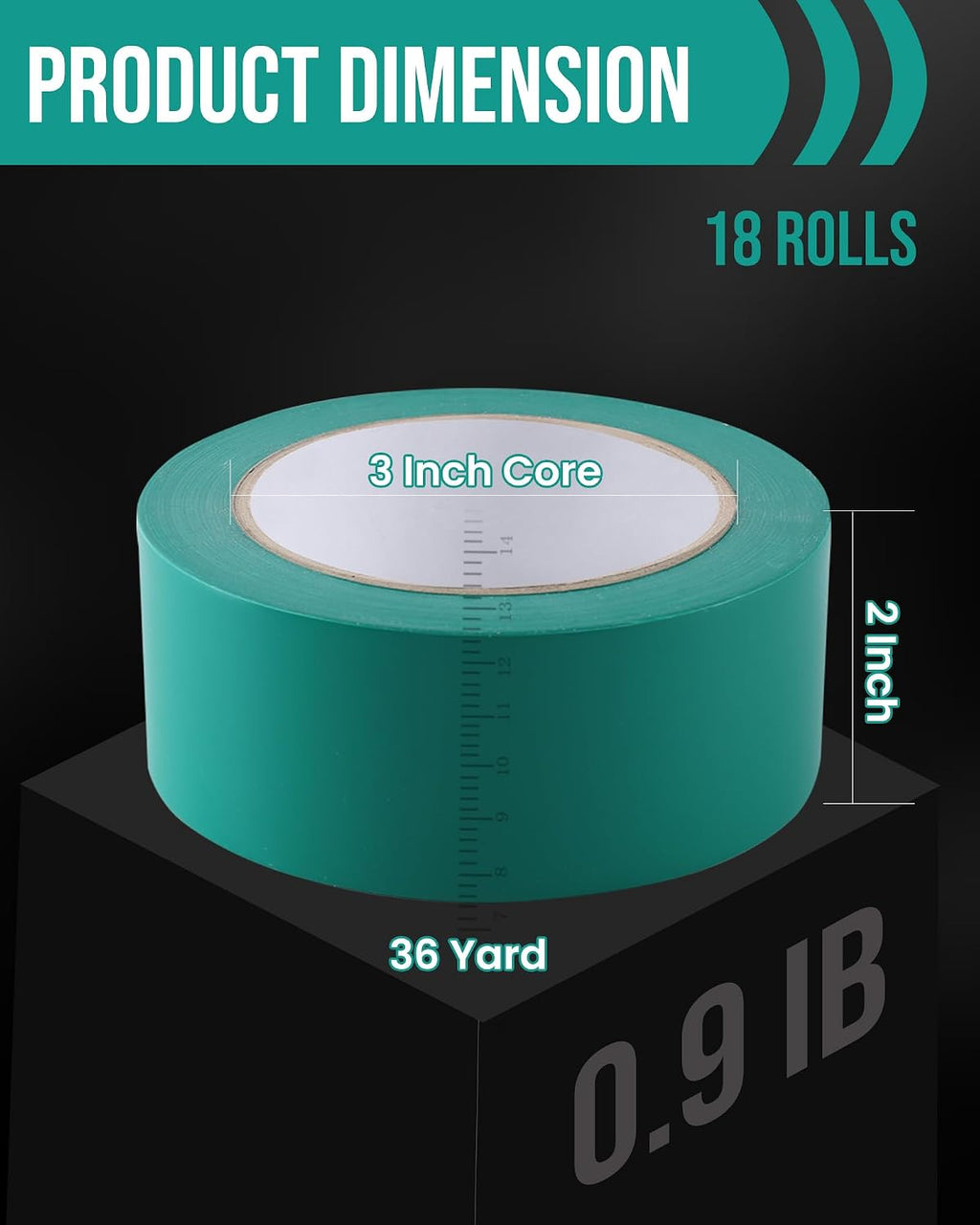 18 Rolls 2"x 36yd Green Vinyl Safety Tape, Floor Marking & Bundling