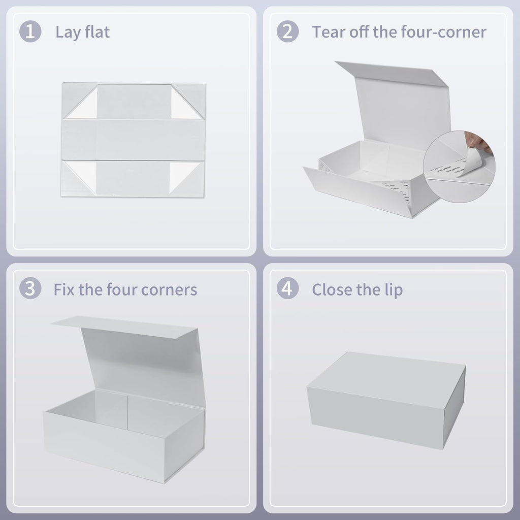 White Gift Box with Magnetic Lid,13.8x9x4.5 In Large Present Packaging Box