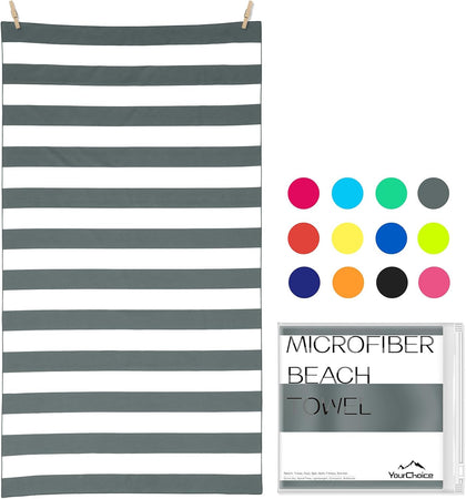 Microfiber Beach Towel Sand-Free Quick Dry (67"x35"/60"x30") | Oversized Compact Lightweight Recycled Towel, Ideal