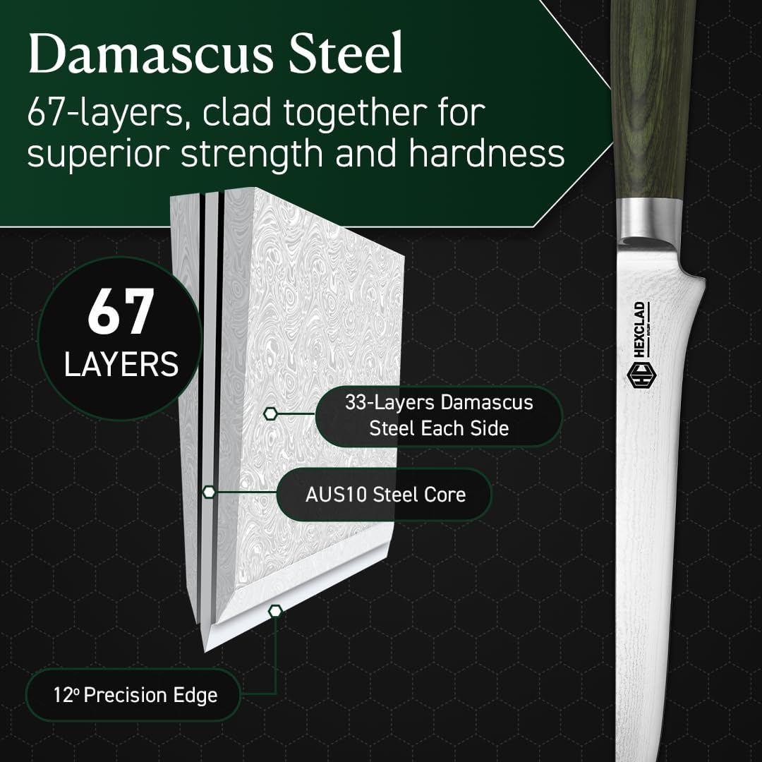 6" Japanese Damascus Stainless Steel Boning Knife, Full Tang Handle