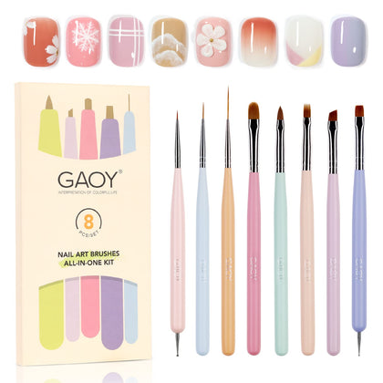 8 Pcs Nail Art Brushes, Nail Art Design Pens, Liner & Polka Dot Tools