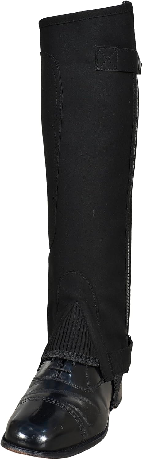Equestrian Riding Unisex Half Chaps Amara Adult | Synthetic Leather Zip-Up Pair | Accurate Size Chart in Images.