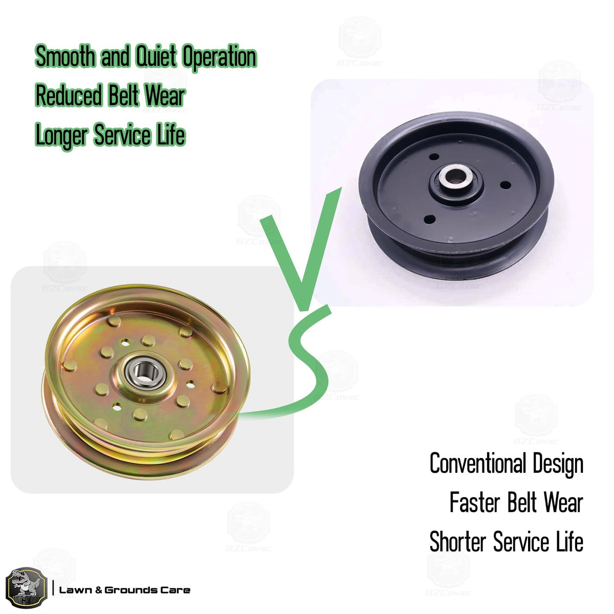 88663 Flat Idler Pulley for Mower Decks, 5" Flat Diameter, 5/8" Bore
