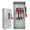 3P 100 Amp Fused Disconnect, 110/240V, Pre-Installed Fuses, Cover Interlock