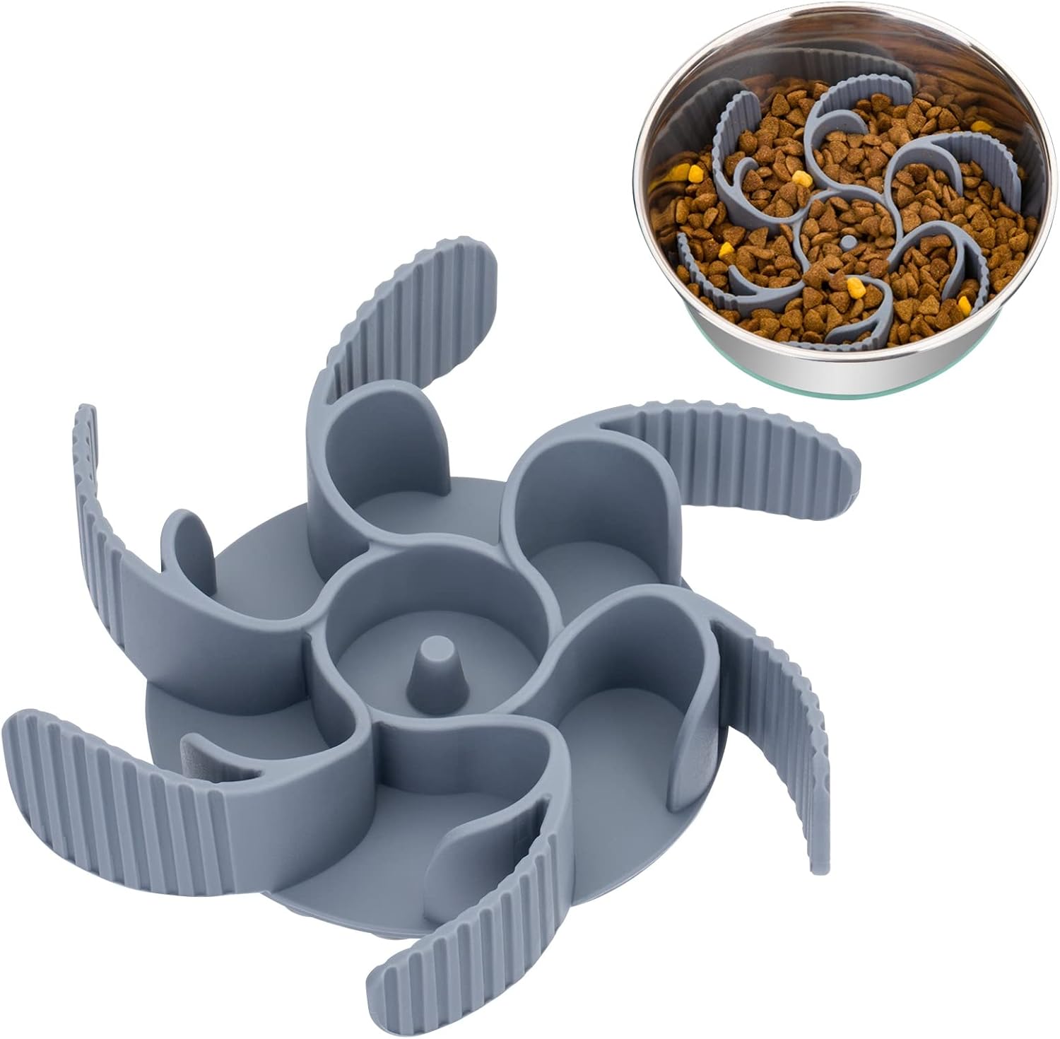 Slow Feeder Dog Bowls Insert [Octopus Suction Cups] Super Firm Slow Eating Dog Bowl [Cuttable] for Large Breed and