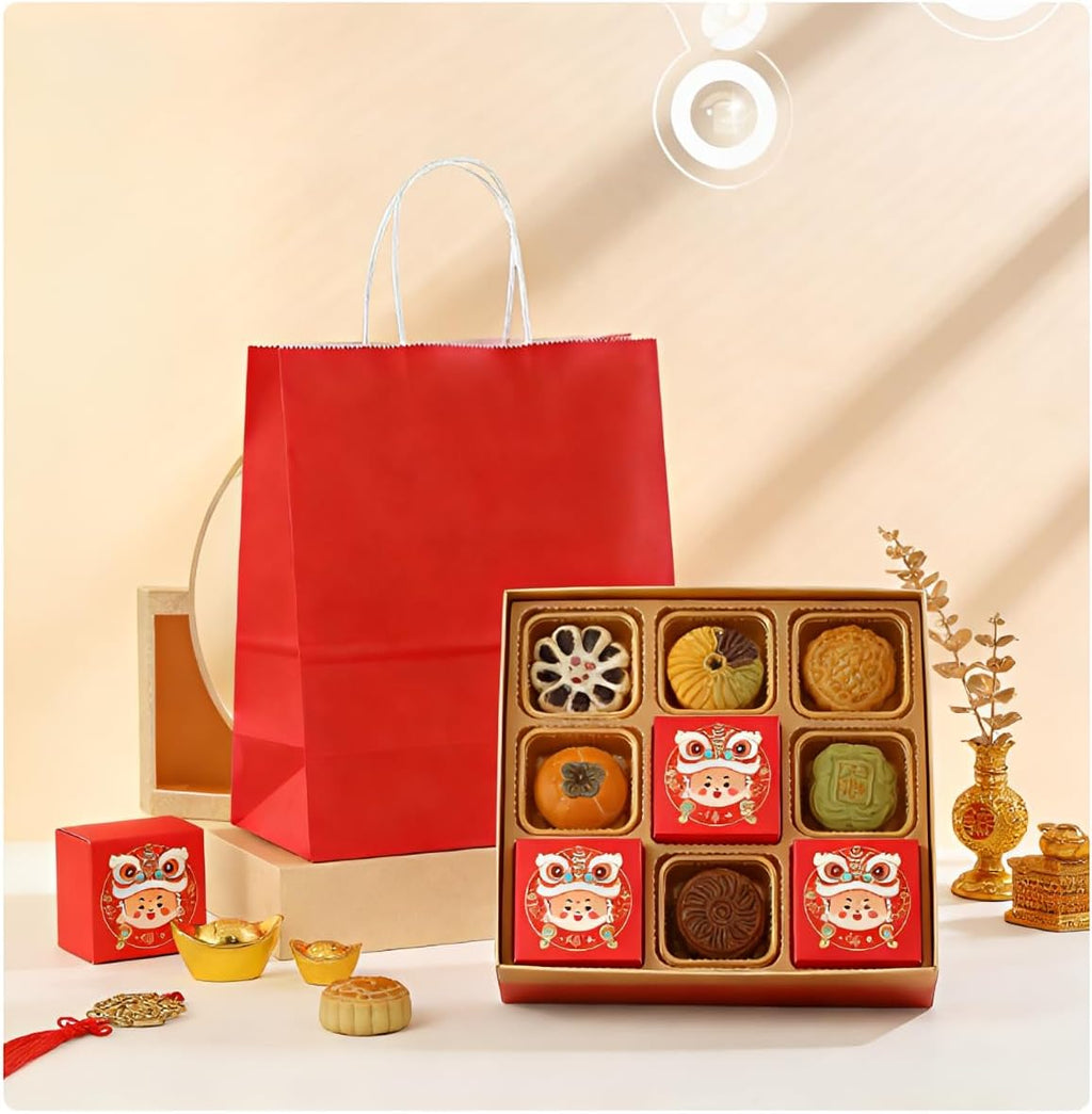 50-Pack 5.9x3.1x8.3 inches Red Gift Bags with Handles