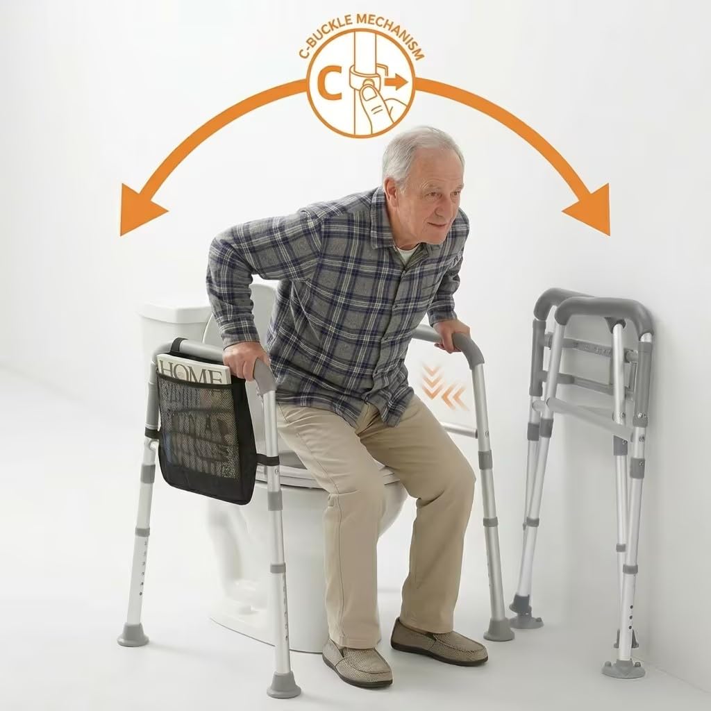 Foldable Toilet Safety Rails & Adjustable Frames for Seniors