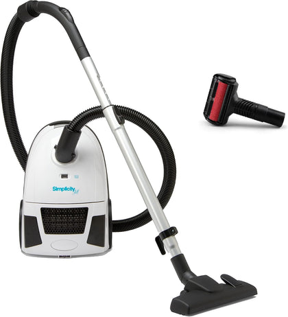 Jill Compact Canister Vacuum Cleaner with Pet Tool Fur Remover, Bagged Vacuum with Certified HEPA Filtration for Hard