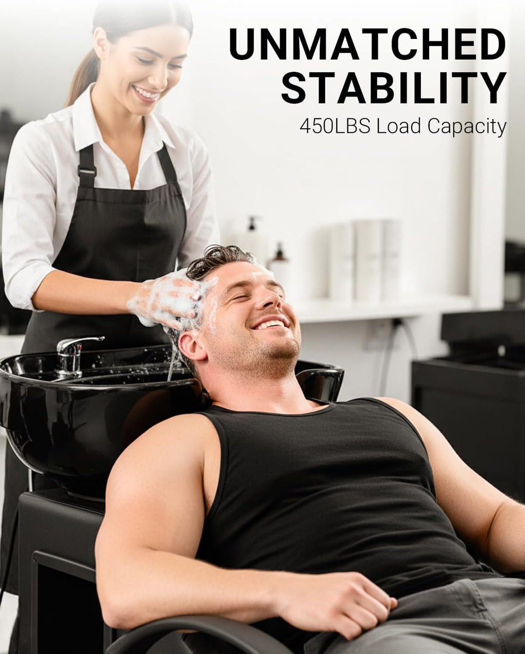 Shampoo Bowl Chair Set, Salon Shampoo Sink Chair | Thick Padding | Splash-Proof Sink | 450 lbs | Durable Plumbing |