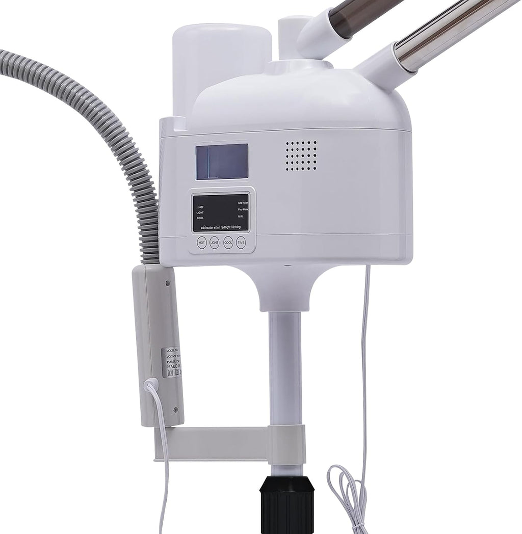 Professional 3-in-1 Nano Facial Steamer with Hot & Cold Mist, LED Magnifying Lamp, 360° Adjustable Face Steamer
