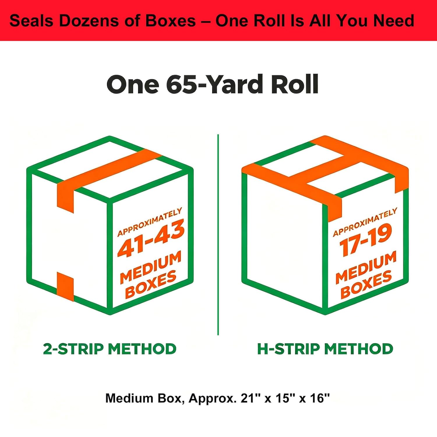Clear Packing Tape, Heavy Duty Packaging Tape Refills | 6 Rolls, 2 inch x 65 Yards, Shipping Tape Box Tape Mailing