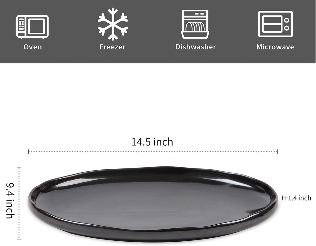 Serving Platter Ceramic Tray Plates Extra Large Oval 14.5 Inch Porcelain Dinner Plates Long Serving Dish Set