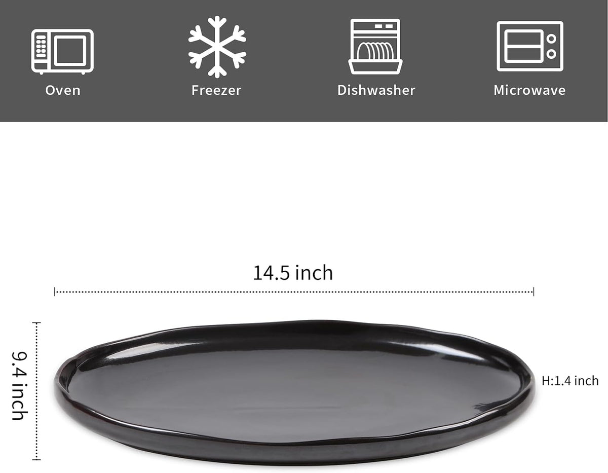 Serving Platter Ceramic Tray Plates Extra Large Oval 14.5 Inch Porcelain Dinner Plates Long Serving Dish Set