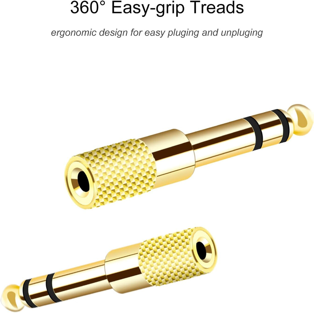 [Updated Version 5-Pack Stereo Audio Adapter 6.35mm (1/4 inch) Male to 3.5mm (1/8 inch) Female Headphone Jack