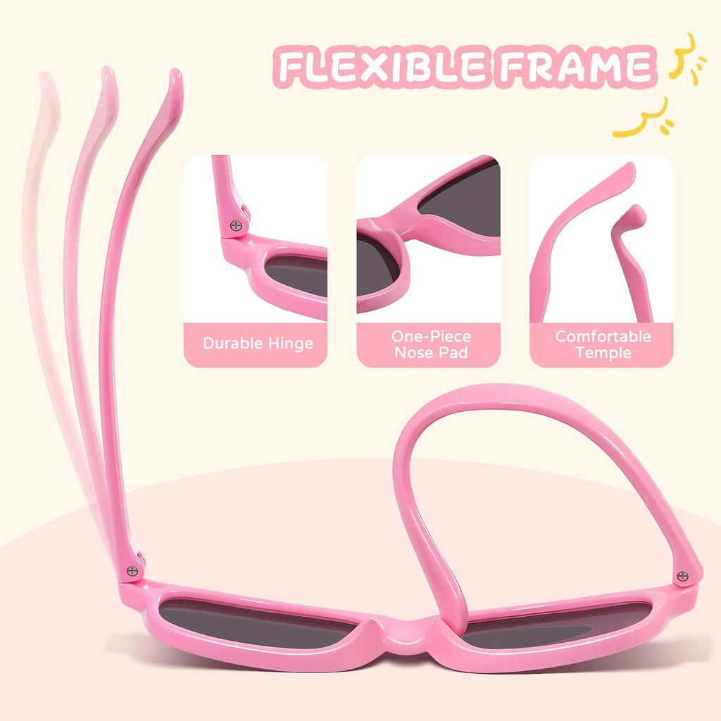 Polarized Kids Sunglasses Toddler Baby Glasses for Girls Boy Age 3-9 | Lightweight Flexible TPEE Frame, Cute Infant