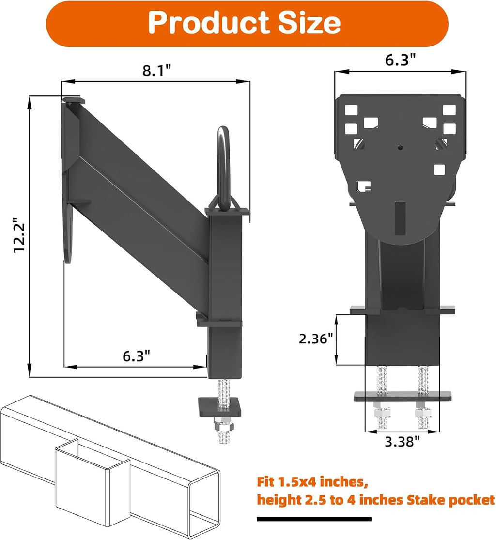 Stake Pocket Spare Tire Carrier with D-Ring,Heavy Duty