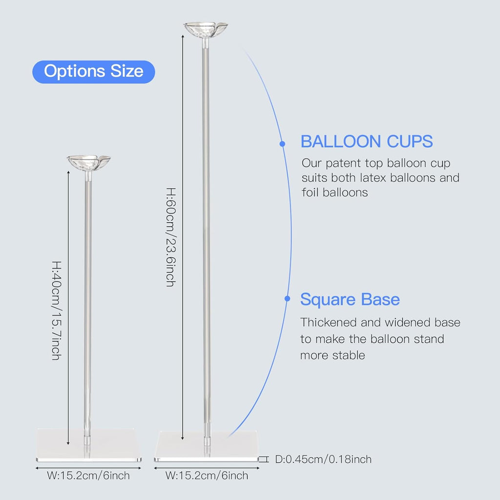 15.75 Inch Height Clear Acrylic Balloon Stand for Table Centerpiece Decoration, Set of 4