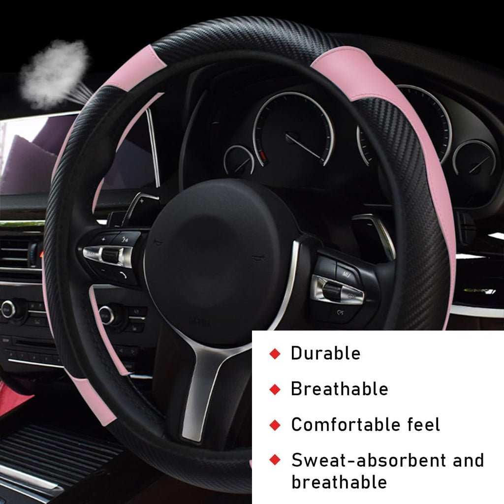 Car Steering Wheel Cover, 15 Inch Leather Breathable Auto Steering Wheel Protector, Comfortable Non-Slip Vehicle