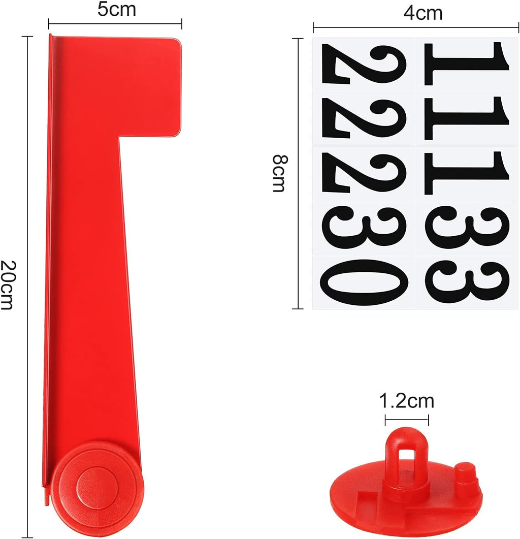 Mailbox Replacement Flag Kit Stainless Steel Red Flag with Self Stick Mailbox Number Stickers Sheet(White Background