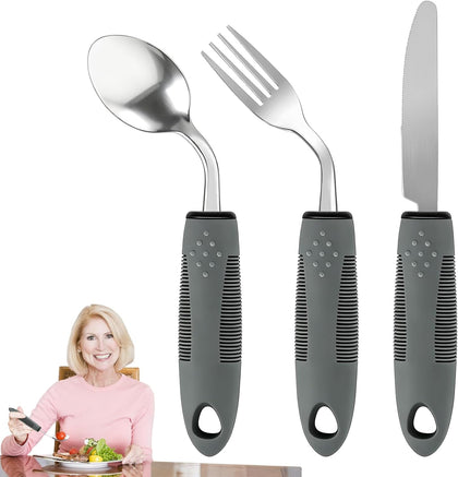 Adaptive Utensils for Elderly, 2.8oz Weighted Silverware for Hand Tremors