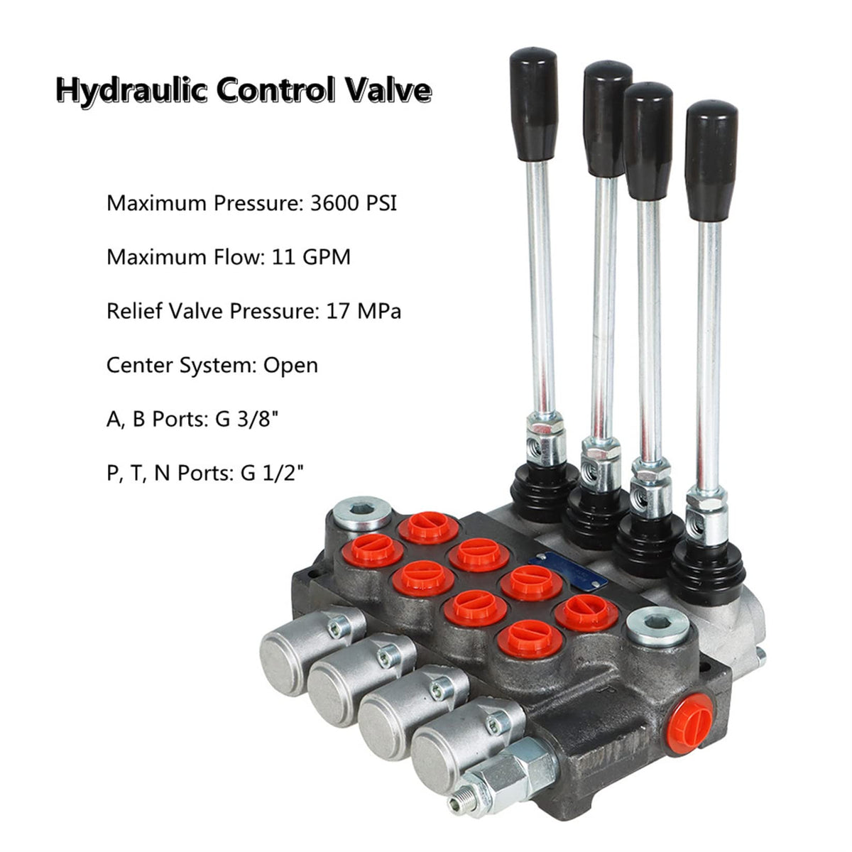 findmall Hydraulic Control Valve 4 Spool 11GPM BSPP Interface