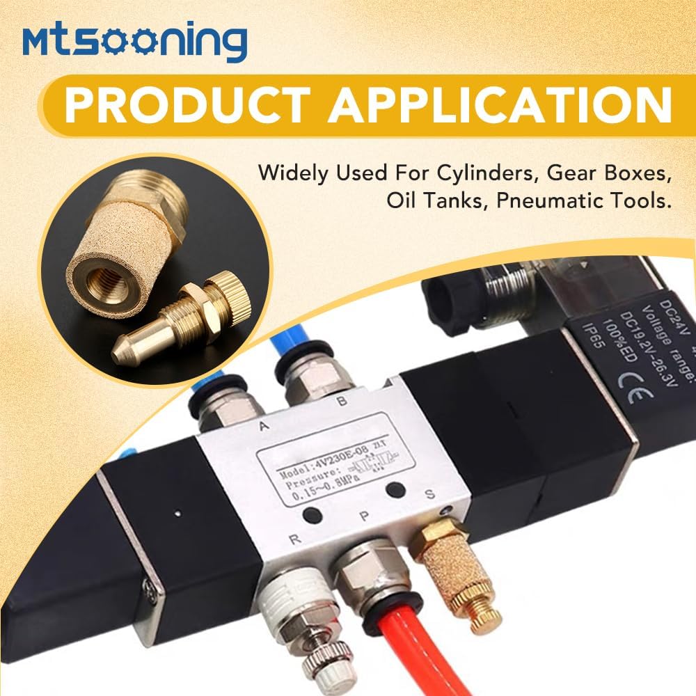 10PCS 1/2" Pneumatic Muffler Filter,Brass Flow Control Silencer