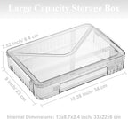 Clear File Storage Box Portable Project Case with Handle Plastic Storage Container with Lid Stackable Flat Storage