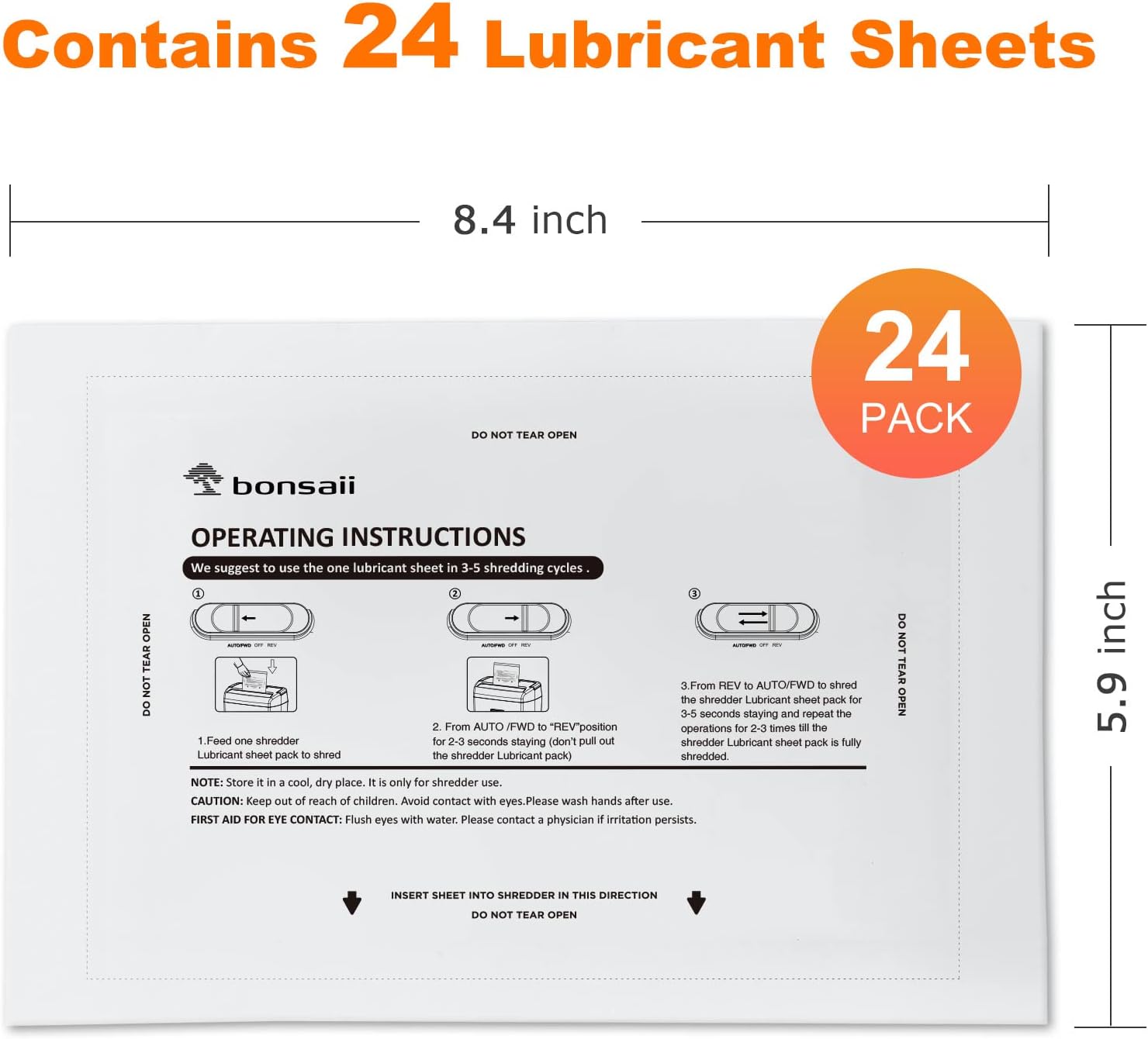 Paper Shredder Lubricant Sheets, 24-Pack (8.4 x 5.9 inch/piece)