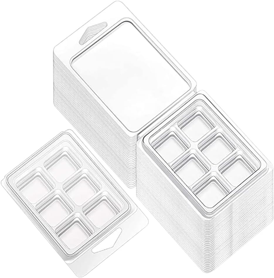 25 Pcs 6 Cavity Clear Plastic Wax Melt Molds Small Wax Melt Containers Wax Melt Cube Trays Square Wax Molds Clamshell