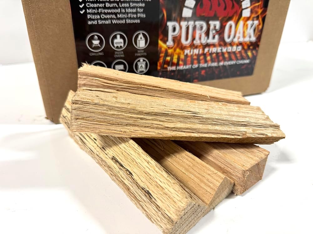 Pizza Oven Wood for Ooni, Gozney, Solo Stove & Bertello – Kiln Dried Oak Mini Logs, 5-6 Inch, 9-10 lbs – Cooking Wood