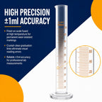 VXT 100ml Borosilicate Glass Graduated Cylinder, ±1ml Precision