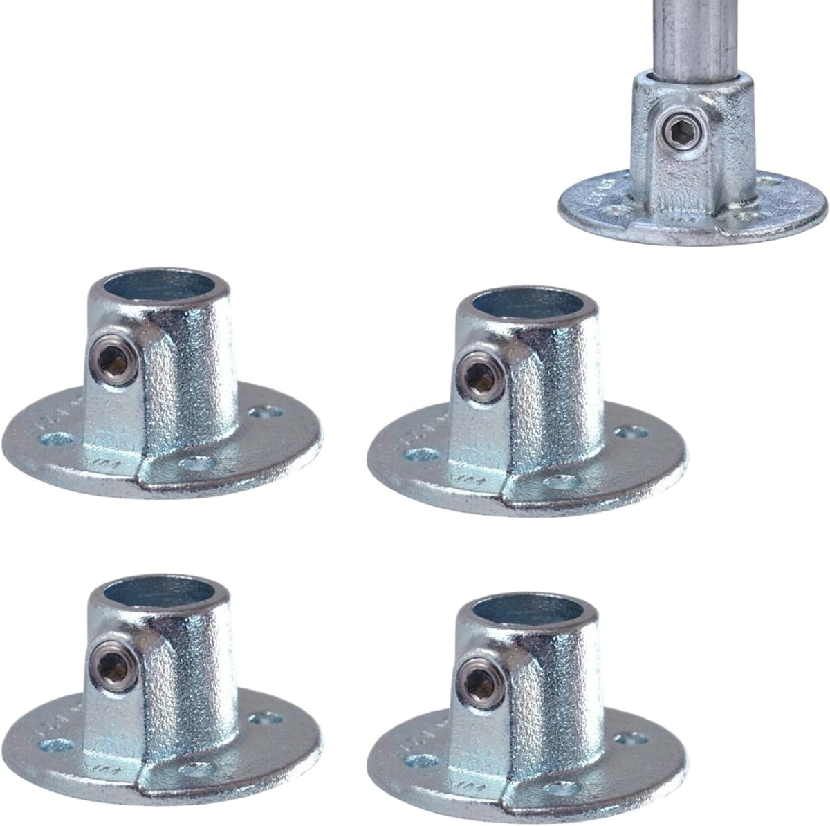 1/2" 4PCS Flange Base Railing Galvanized Pipe Fittings Connector