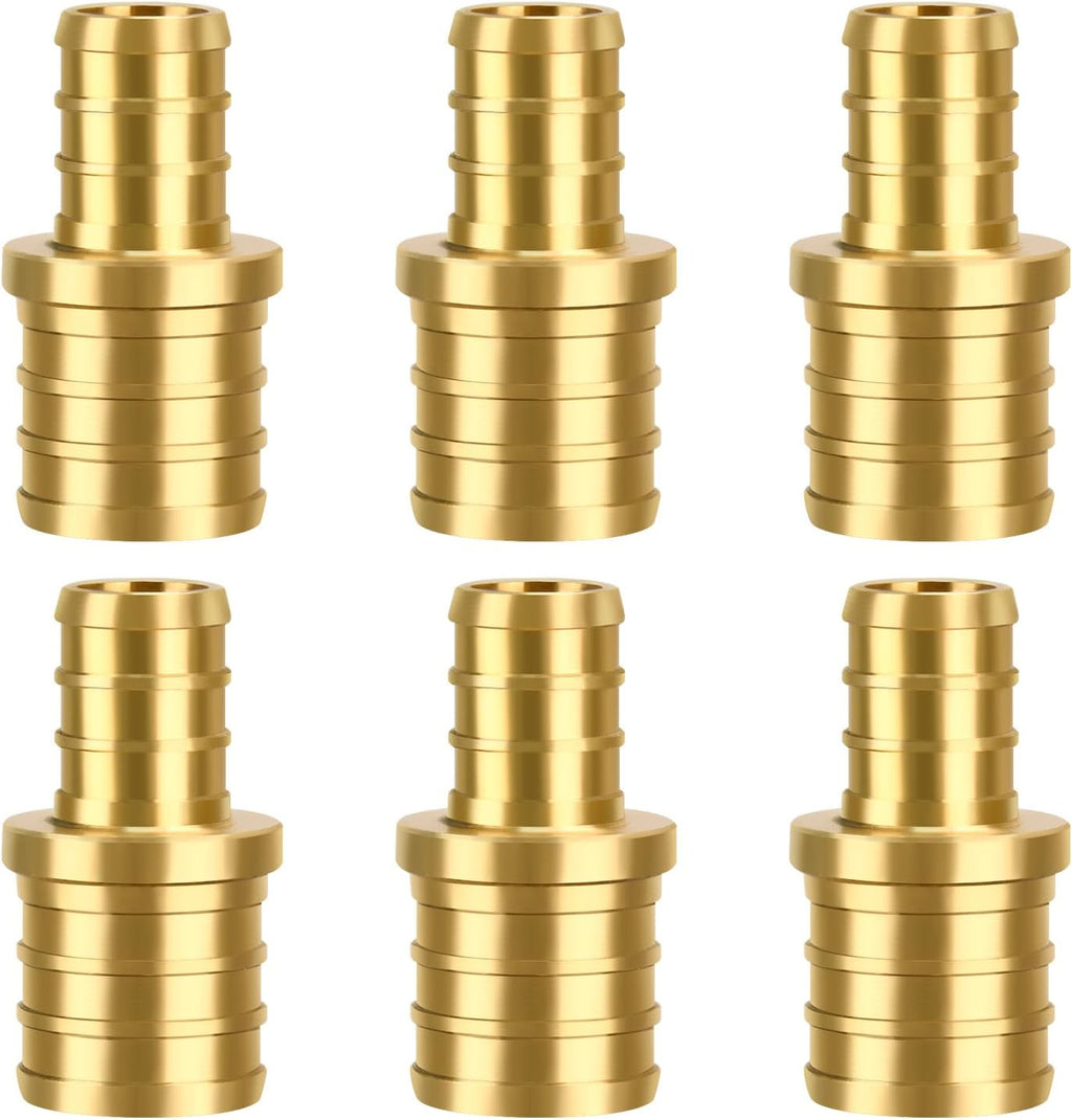 6 Pack 3/4" × 1/2" Brass PEX straight Coupling Fittings