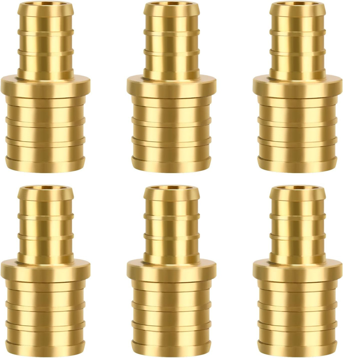 6 Pack 3/4" × 1/2" Brass PEX straight Coupling Fittings