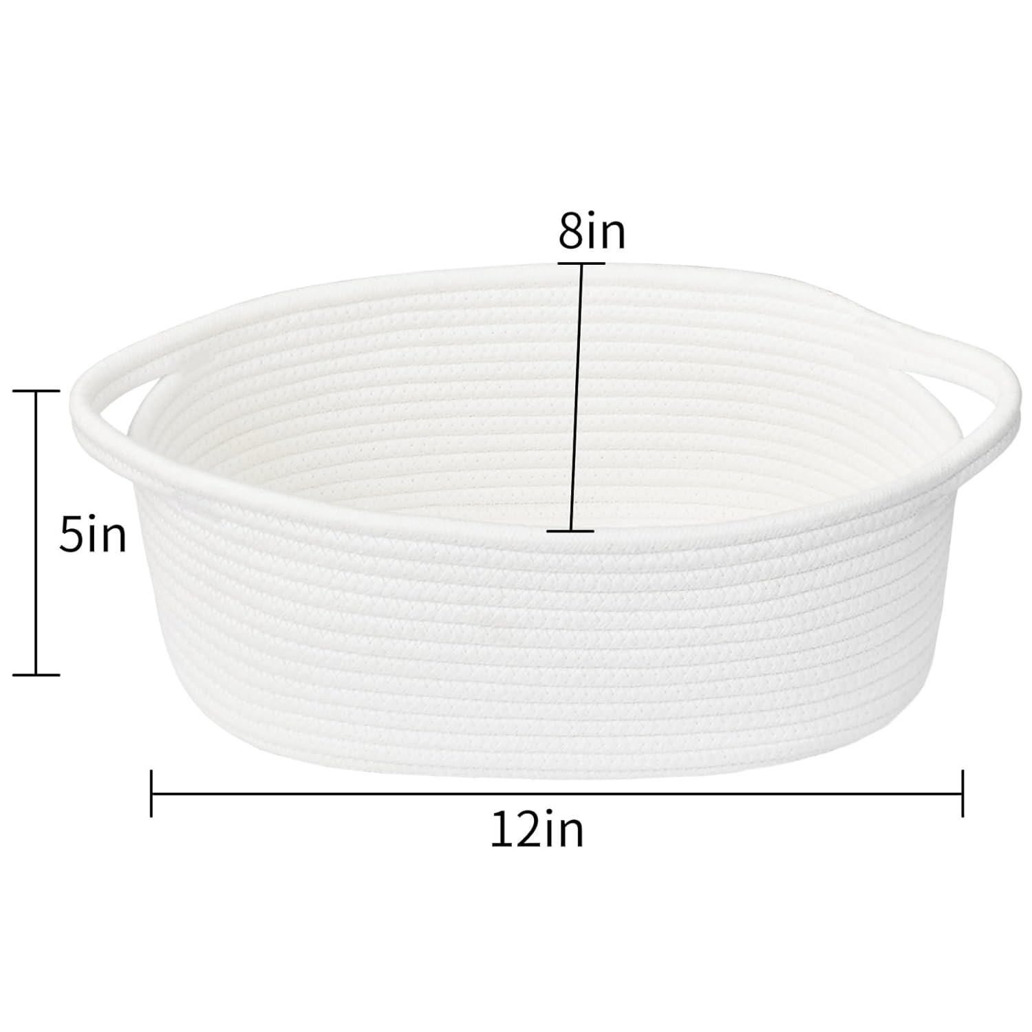 Small Woven Baskets, 12"x8"x5" Rope Baby Toy Storage Basket with Handle, Durable Gift Basket Empty for Graduation