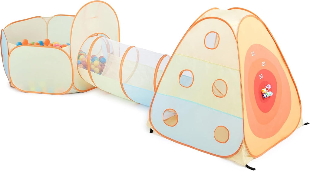 3-in-1 Pop Up Play Tent with Ball Pit Built-in Target Toss & Ball Hole | Baby Ball Pit, Tunnel Toys for Toddlers 1-3
