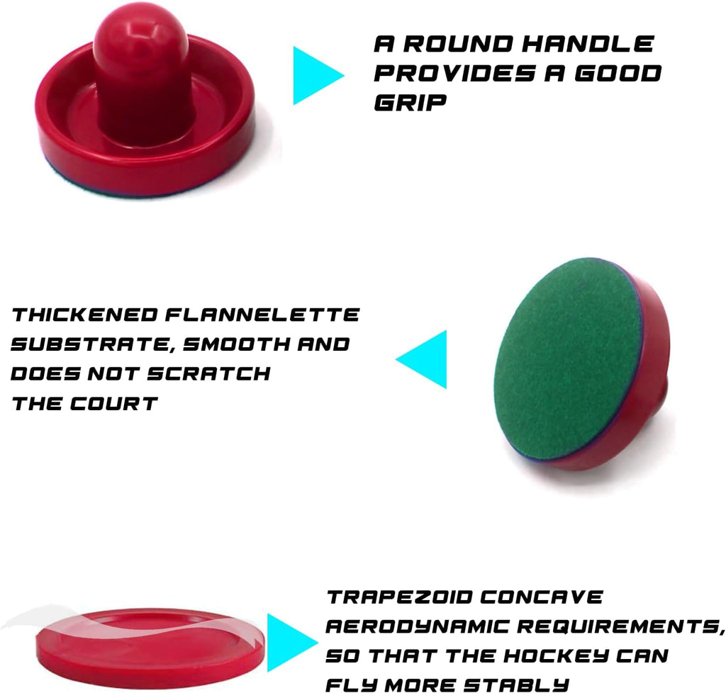 Air Hockey Accessories 2 Pack Pushers and 4 Pack Pucks Set | Includes Air Hockey Paddles and Multiple Size Pucks