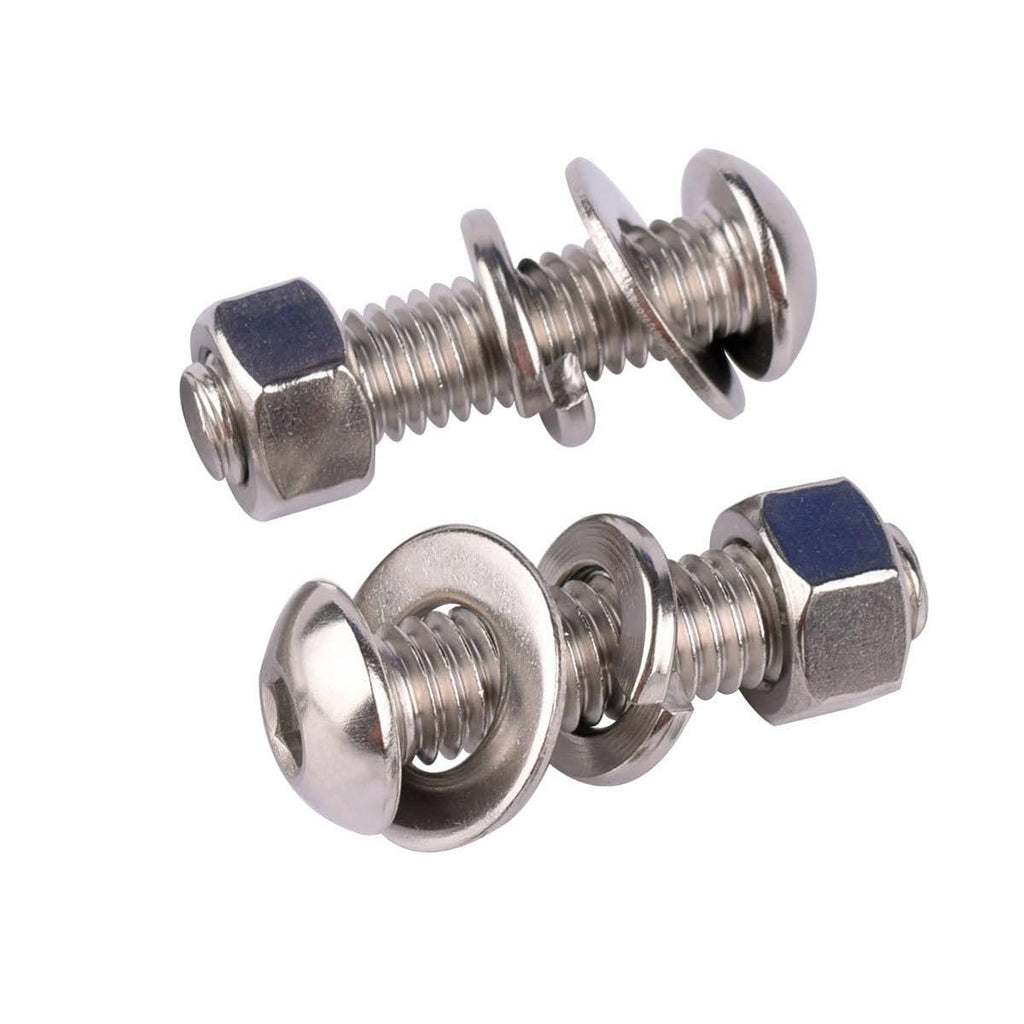 8 Sets 3/8-16 x 1-1/2" Button Head Socket Cap Bolts Screws, Hex Nuts, Flat & Lock Washers, 304 Stainless Steel 18-8 Fully Machine Thread, Silver